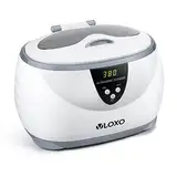 Ultraschallreinigungsgerät 600ml VLOXO Brillenreinigungsgerät 5 Timing 50W Ultraschallreiniger für Zahnprothesen Schmuck Ulrtaschallbad 42KHZ mit Korb & Uhrenständer LED Anzeige (EU Stecker)