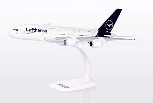 herpa 612319 – Airbus A380, Lufthansa Doppeldecker, Wings, Modell Flugzeug mit Standfuß, Modellbau, Miniaturmodelle, Sammlerstück, Kunststoff, Snap Fit - Maßstab 1:250