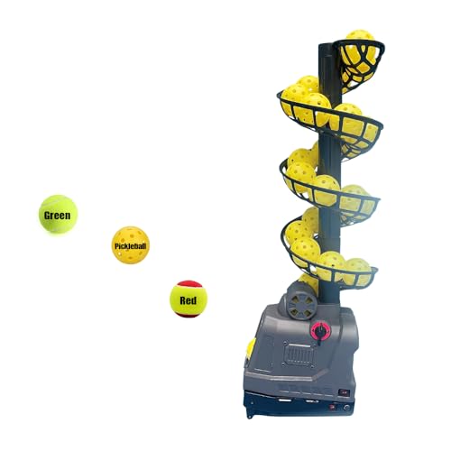 YUEWO Pickleball-Maschine Tennisball-Maschine Einstellbar Und Tragbar Pickleball-Werfer Mit Automatischem Schwung, 3 Winkel Und 4 Geschwindigkeiten AC/Batterien Kapazität Für 26 Pickleballs