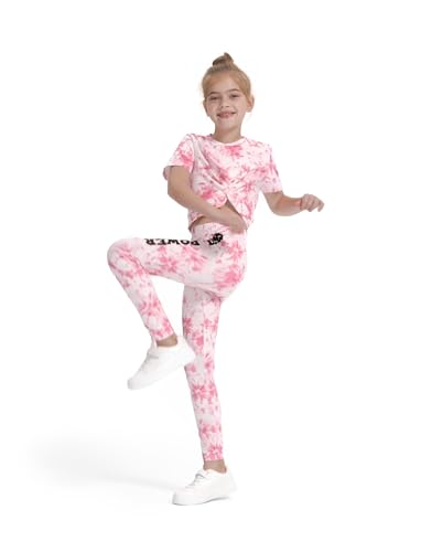 PATPAT Mädchen Bekleidungssets Batik Sommer, Kurzarm T-Shirt und Lange Hosen Mädchen Kinder Kleidung, Sport Freizeit Sicher Komfort Kinderkleider Sportanzug Geschenk Tie Dye 5-12 Jahre