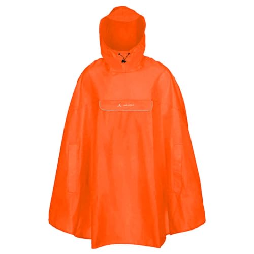 VAUDE Valdipino Rad-Regenponcho - Leicht, Wasserdicht & Umweltfreundlich | Bluesign®-zertifiziert | mit Eco Finish | Integrierte Tasche Green Shape-Label, Orange, Gr. XL