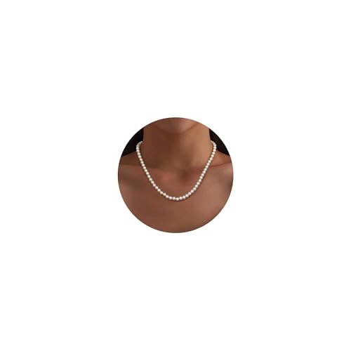YUEXNKO Perlen Kette Weiss, Frauen Perlenkette Lang, Perlenkette Weiss Damen, Perlen Necklace Women, Halskette Schmuck, für Hochzeiten, Brautaccessoires und Geburtstagsfeiern