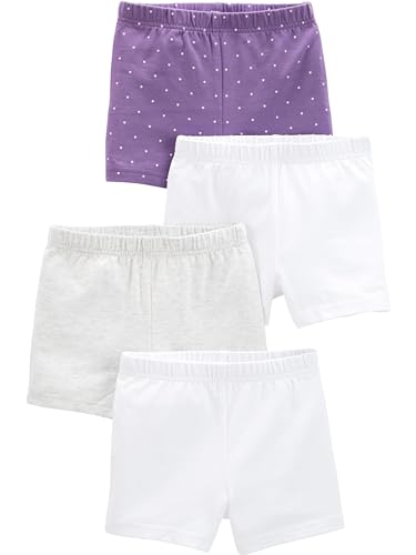 Simple Joys by Carter's Mädchen 4-Pack Tumbling Shorts, Purpur/Grau/Weiß, 5 Jahre (4er Pack)