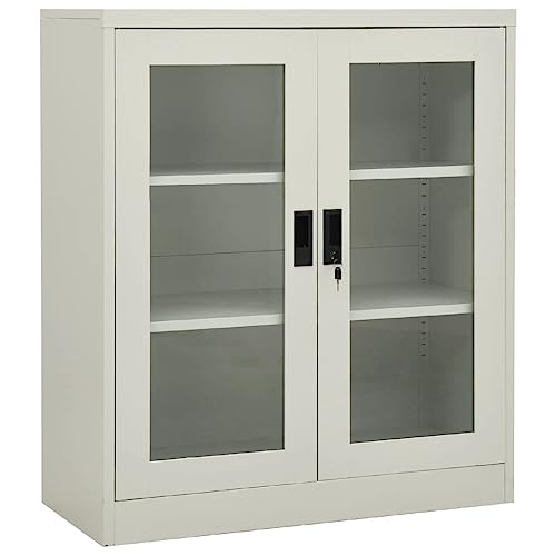 Büroschrank, Aktenschrank Büroschrank abschließbar Metallschrank Aktenschränke Büro Schrank Schließfachschrank Geeignet für Büro Archiven Schulen Verwaltungen Hellgrau 90x40x105 cm Stahl