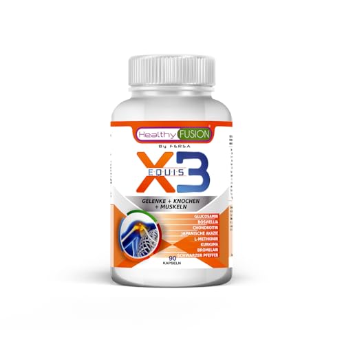 Healthy Fusion, X3 | Starkes entzündungshemmendes und schmerzlinderndes Mittel mit Kurkuma, Glucosamin und Chondroitin | Lindert Schmerzen in Muskeln, Gelenken und Knochen | 90 Kapseln