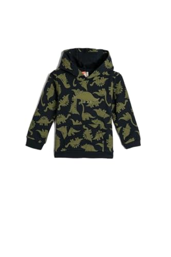 Koton Babyboy Hooded Sweatshirt Brushed Interior Dinosaur Printed Cotton