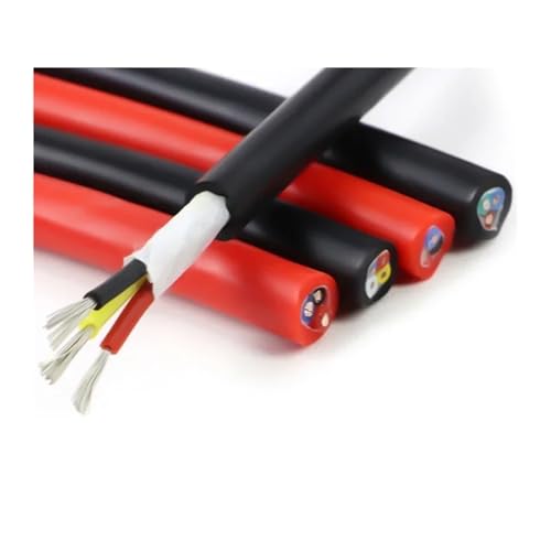 tianwandong 1~10 m weiches Silikonkautschukkabel, 0,3 0,5 0,75 1 1,5 2,5 4 6 mm², 2 3 4 6 Adern, isolierter, flexibler Kupferdraht for hohe Temperaturen(Black 1.5mm,1 METER_2 CORES)