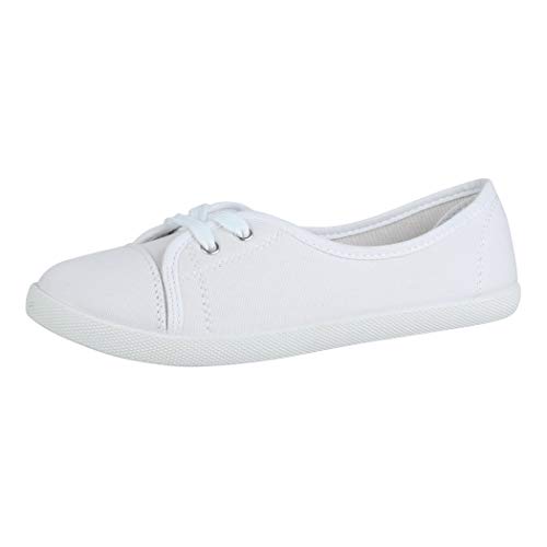 Elara Damen Ballerinas Sneaker Schnürer Chunkyrayan 1413 White 41