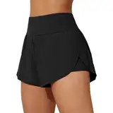 Badeshorts Damen Schwarz Bauchweg UPF50+ Badehose Schnell Trocknende Boardshorts Schwimmshorts Damen Basic Bikinihose Hoher Taille UV-Schutz Bademode Bottoms Strandshorts Tankini-Shorts mit Taschen