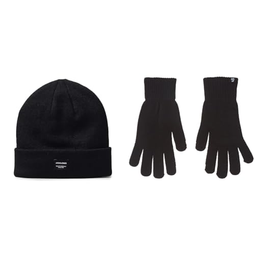 JACK & JONES Strickmütze Schwarz (Black Black) Einheitsgröße Handschuhe Schwarz Einheitsgröße