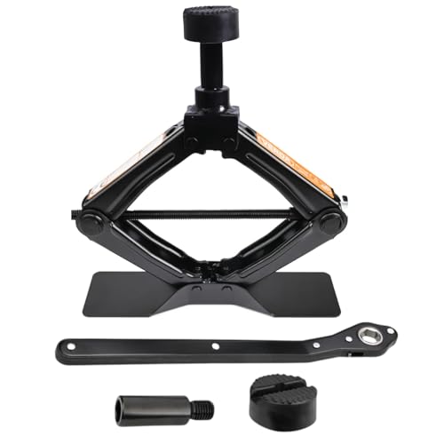 Scherenwagenheber 2T, 104-425 mm, Car Jack Kit mit Ratsche, Stahlsäule und Gummi, Auto Heber, vergrößerte Stahlplatte, tragbarer Wagenheber für PKW MPV SUV SN4568