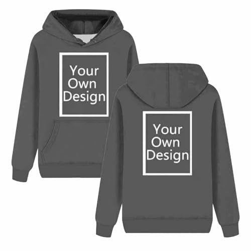 Hoodie Bedrucken Lassen Damen Herren - Unisex Kapuzenpullover Selbst Gestalten mit Vorne/hinten Bedruckt, Personalisiert Exklusive Individualisierung Mit Foto Text Logo - für Paare Familie Party