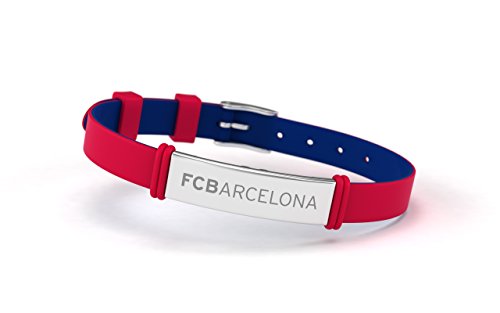 FC Barcelona Armband aus Silikon und Edelstahl, verstellbar, modisch, offizielles Lizenzprodukt, Rot