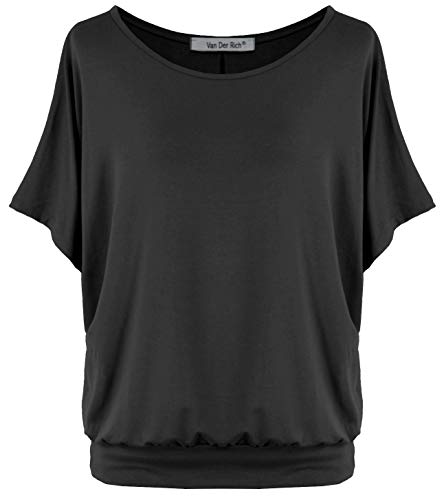 Van Der Rich ® - Oversize T-Shirt mit Fledermausärme - Damen(Schwarz, XXL)