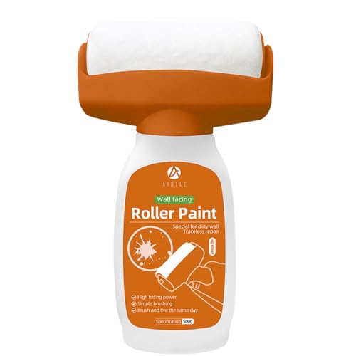 CLIUNT Wandfarbe Ausbessern Weiß, 500g Ausbesserungsfarbe Weiss Roller, Wand Reparatur Rollbürste, Wandreparatur Rollenfarbe, für Graffiti Kratzer Flecken Risse Und Beschädigte Wände