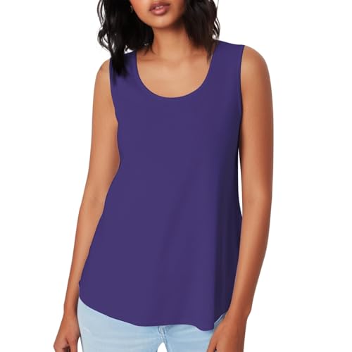 Generisch ärmellose Oberteile Trendige Spaghettiträger Tops V-Ausschnitt leichte atmungsaktive Blusen für Frühling Sommer (Purple, L)