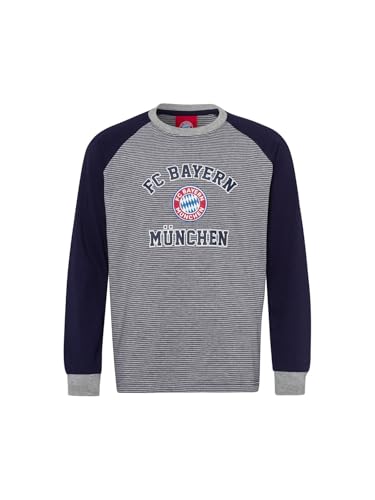 FC Bayern München Schlafanzug | Pyjama | Kinder | Gestreift | Blau-Grau