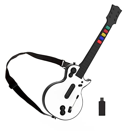 DOYO Gitarren Controller für PC und PS3 – Guitar Hero Gitarre mit Riemen, 5 Tasten (Weiß) – Ideal für Guitar Hero, Clone Hero und Rock Band Spiele – Hochwertiger Zubehör für Guitar Hero PS3 und PC