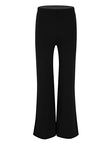 inlzdz Kinder Jungen Tanzhose Lange Jazzpants Latein Standard Glockenhose Schlaghose Rumba Tango Performance Tanzkleidung Gr.116-164 Schwarz 128