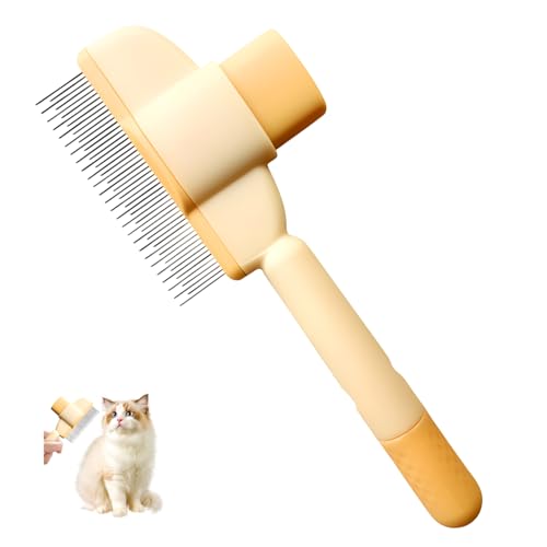Czerio Flohkamm Für Katzen, Selbstreinigender Flohkamm für Katze und Hund, Kamm zur Entfernung von Tierhaaren, Katzenbürste Kurzhaar von Tierhaaren, Fellpflegebürste (braun)