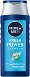 NIVEA MEN Fresh Power Shampoo mit Menthol, Haarshampoo ohne Silikone erfrischt und stärkt Kopfhaut & Haar, pH-optimierte Haarpflege mit Frische-Kick (250 ml)