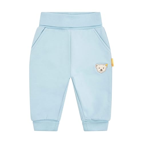 Steiff Jogginghose EU Größe 92 Powder Blue, French Terry Baby Leggings, Sweatpants aus Baumwolle, Jogging Hose für Babys, Bequeme weiche Freizeithose, ideal als Spiel & Schlafhose, waschmaschinenfest