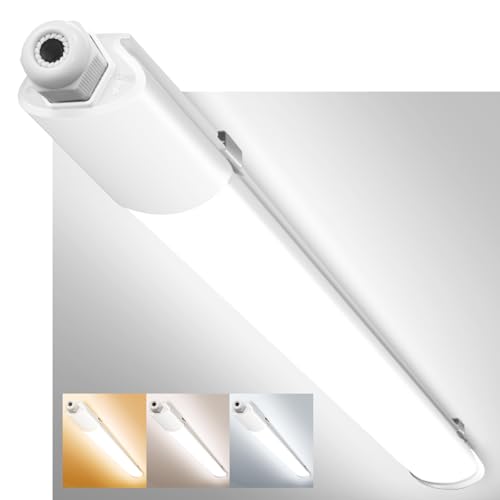 zemty Feuchtraumleuchte LED Röhre 60CM, 3000K/4000K/6500K 18W 1980LM LED Deckenleuchte, IP65 Wasserfest Lichtleiste für Kellerlampe, Werkstattlampe, Küchenlampe, Badlampe