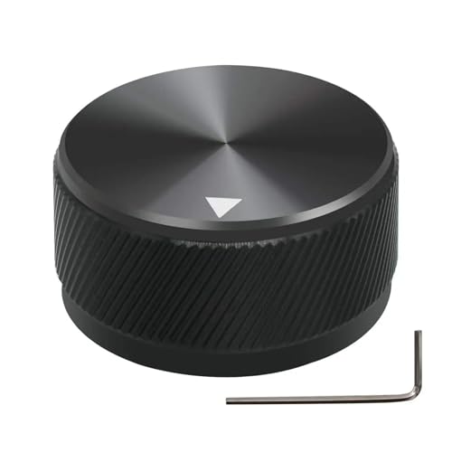 HWWW 34 x 17 mm Knopf, Potentiometer-Steuerknopf aus Aluminiumlegierung, Lautstärkeregler for Audio, E-Gitarre, Bass, Schraubentyp, 34 x 17 mm (dh)(Black)