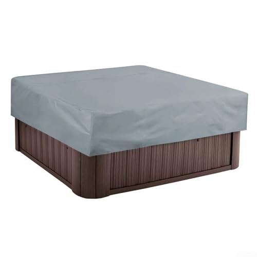 Bulevisiter Quadratische Wannenabdeckung für den Außenbereich, mit Zugschnurschutz, 220 x 220 x 30 cm, wasserdicht, silberbeschichteter Stoff, Schwimmbadabdeckung für Garten, Spa