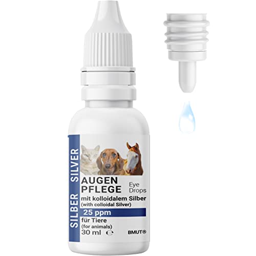 BMUT 1x 30ml Augentropfen für Hunde & Katzen mit kolloidalem Silber – 25 ppm – Augenpflege – Juckreiz, Reizung, Tränenflecken