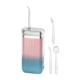 Iouyjiu Munddusche für kieferorthopädische Geräte, verstellbarer Pulsmodus für Zahnspangen | Tank 200 ml, leise, wasserdicht, verstellbar, mit 4 Düsen für die Zahnreinigung Erwachsene und