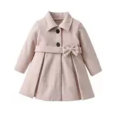 Kleinkind Mädchen Winter Langarm Warm Wollmantel Jacke Einfarbig Fliege für Babys Kleidung Mädchen Kleid Mantel Größe 12 (A, 2-3 Jahre)