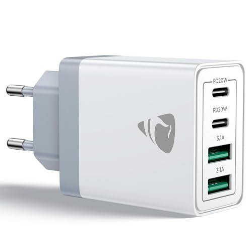 Aioneus USB C Ladegerät, 4 Ports Mehrfach Ladegerät mit USB-C und USB-A, 40W Schnellladegerät PD 3.0 Power Adapter USBNetzteil für iPhone 16 15 14 Pro Max 13 12 11 SE 2020 XS XR 8 7, Samsung, Handys