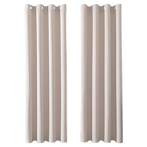 MRTREES Vorhänge Blickdicht Beige Gardinen mit Ösen 2er Set, 230 cm Lang, 140 cm Breit, Verdunklungsvorhänge Thermovorhang Gegen Kälte für Wohnzimmer Kinderzimmer Blackout Curtain
