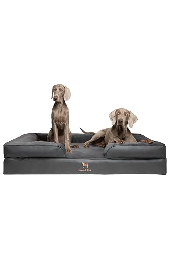 NOAH & PAW Riesiges Hundebett, XXL, 140 x 114 x 27 cm, orthopädisches Hundebett, Eierschalen-Memory-Schaum mit kühlendem Gel, Innenbezug, wasserdicht, maschinenwaschbar (vegane Leder-Sofa-Kollektion)