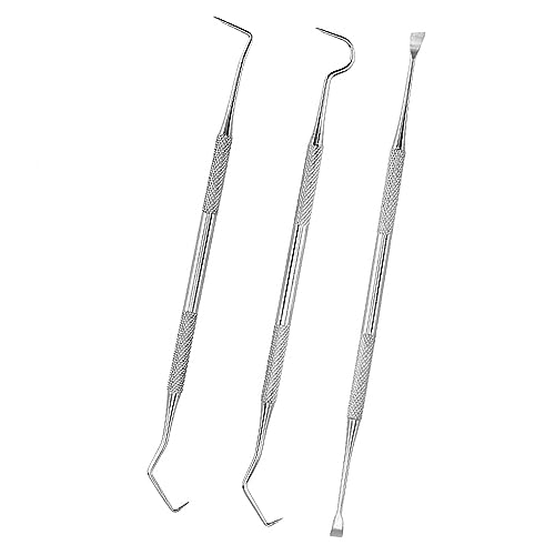 LAIYOHO 3 Stück Haustier Zahnsteinreinigungs Set für Hunde und Katzen Edelstahl Doppelkopf Zahnstein Entferner und Kratzer Pet Dental Tools zur Zahnreinigung