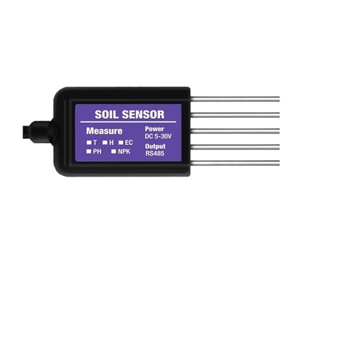 UQMBCEFDQ RS485 Modbus Bodensensor 7 in 1 misst Bodenfeuchtigkeit, Temperatur, Luftfeuchtigkeit EC PH NPK(TH-EC-PH)