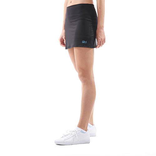 Sportkind Mädchen & Damen Tennis, Hockey, Golf Basic Skort, Rock mit Innenhose, atmungsaktiv, UV-Schutz, schwarz, Gr. M