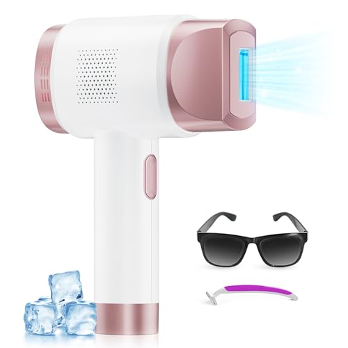 21J Eiskühlung IPL Geräte Haarentfernung, Laser Haarentfernung mit 3 Funktionen HR/SC/RA, 9 Energiestufen, IPL Laser-Haarentferner für Frauen Männer, Gesicht Bikini Arm Bein