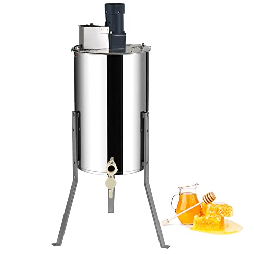 VEVOR Elektrischer Honigschleuder, 2/4 Rahmen, Honigtrennzentrifuge 140 W, Edelstahl mit Deckel, geeignete Bienennestgröße, tief 48 x 23 cm, mittel 48 x 16 cm, höhenverstellbar, für die Bienenzucht