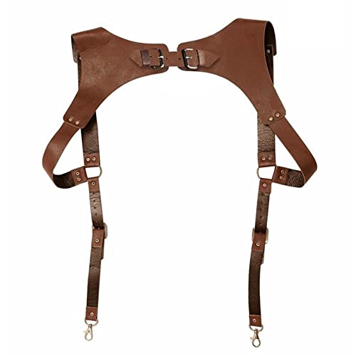 GDDO Vintage Leder Hosenträger Herren Mittelalter Renaissance Suspensorio Bekleidung Schulter Zubehör Gurtband Harness Chest Punk (Color : Brown, Size : 1pc)