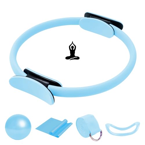 COONE Pilates Ring Set, Pilates Essentials Kit,Enthält Pilates Ring Yoga-Ball Yoga-Spanngurt Yoga-Hilfsgurt Yoga-Ring,Pilates Essentials Kit Für Frauen,Zur an Beinen,Armen Und Oberschenkeln (1)
