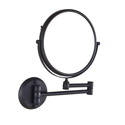 Wandmontierter Kosmetikspiegel mit 3-facher Vergrößerung, 8-Zoll-Wandmontierter Schminkspiegel, zweiseitig, um 360 ° drehbar, Badezimmer, verstellbare Verlängerung, Chrom-Finish, Schwarz(Noir)