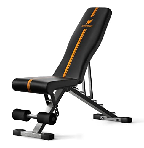 ACTIVEWEIGHT Klappbare, Verstellbare Hantelbank | 90 Grad, Schrägbank, Flachbank, Negativebank | Vormontiert | Kompatibles Langhantel Hantel | Gym Bänke | Kraftraining