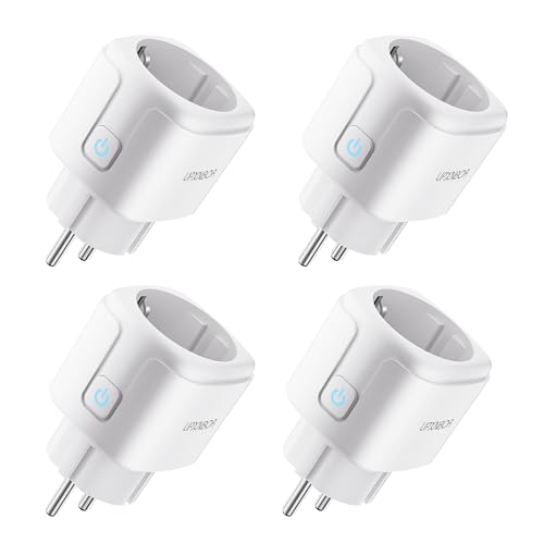 UPXNBOR Smart Steckdose, 16A Smart Home WLAN Steckdose mit Strommessung, Alexa Steckdose Funktioniert mit Alexa, Google Home, Timer & APP Fernzugriff, Kein Hub notwendig, Nur 2.4GHz WiFi (4er Pack)