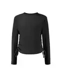 Arshiner Mädchen Langarmshirt Kordelzug Pullover Kinder Slim Rundhals Oberteile Freizeit Mode T-Shirt Herbst Winter Elegant Shirt für Mädchen 9-10 Jahre 140 Schwarz