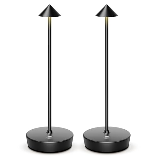 SLSMD Tischlampe Kabellos IP54 Led Outdoor Lampe 6000mAh Akku Camping Schreibtischlampe Aufladbar Nachttischlampe Touch Dimmbar in 3 Farben Tischleuchte für Innen/Außen (2-Schwarz)