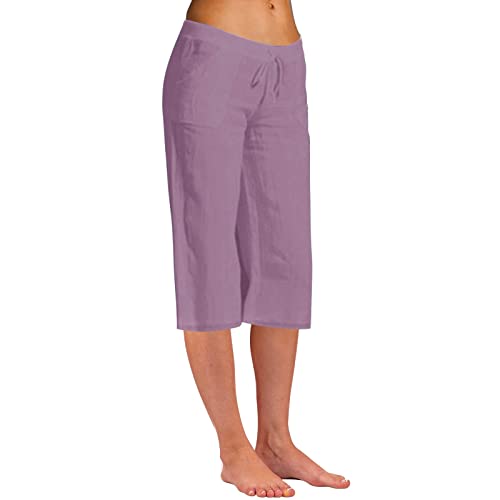 Generisch luftige Sommerhose Damen 7/8 Stoffhose Damen Sommer elegant Baumwollhose Damen Sommer leicht Haremshose Damen 3/4 Pumphose Baumwolle Damen Sommer Stoffhose Damen leicht