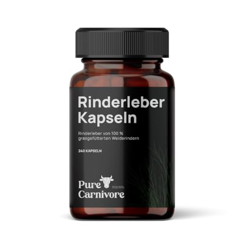 PureCarnivore - Rinderleber Kapseln 240 Stück | 30-Tage-Packung | Weiderinder | Natürliches Vitamin A, B12, Eisen, B2, B3, B5, Folsäure, Kupfer | Für Keto- & Paleo-Ernährung
