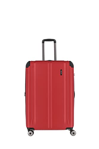 Travelite Hartschalenkoffer groß, erweiterbar, 4 Rollen, City, Trolley mit kratzfester Oberfläche, TSA Schloss, Dehnfalte, 77 cm, 113-124 Liter